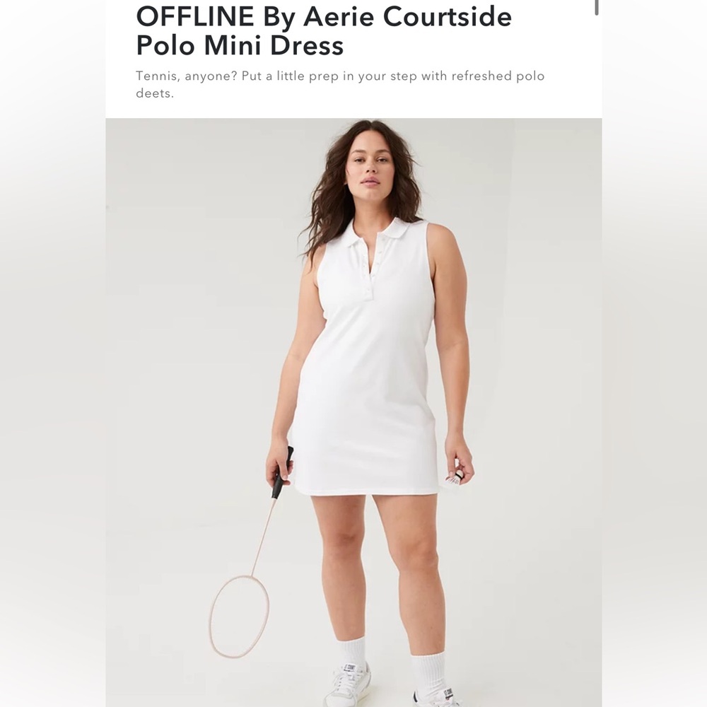 OFFLINE By Aerie Courtside Polo Mini Dress - Size M - White